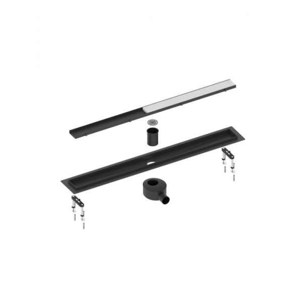 Душевой лоток Timo Drain System 1000 с двусторонней панелью "plate" под плитку, чёрный DS230210/03