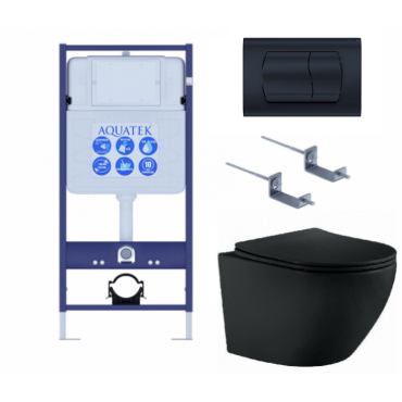 Комплект AQUATEK SET AQUATEK ЕВРОПА MB-049 4в1 (рама Standard INS-0000012+крепеж KKI-0000001+клавиша KDI-0000049+унитаз Европа AQ1901-MB с сиденьем)