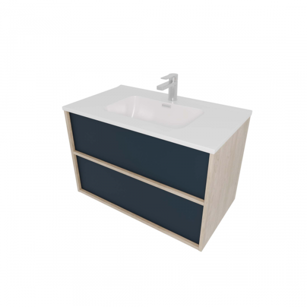 Тумба с раковиной AQUATEK Либра 80 AQ66080-DO-MG серый матовый/дуб давос