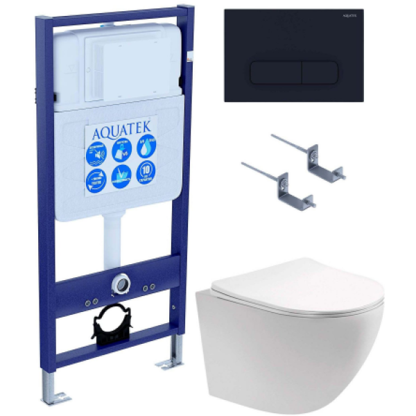 Комплект AQUATEK SET AQUATEK ЕВРОПА-017 4в1 (рама Standard INS-0000012+клавиша KDI-0000017+крепеж KKI-0000002+унитаз Европа AQ1901-00 с сиденьем)
