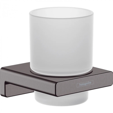 Стакан для зубных щеток Hansgrohe AddStoris 41749340 шлифованный черный хром Стакан для зубных щеток Hansgrohe AddStoris 41749340 шлифованный черный хром