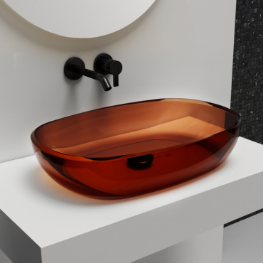 Раковина накладная прозрачная Abber Kristall AT2805Opal коричневая