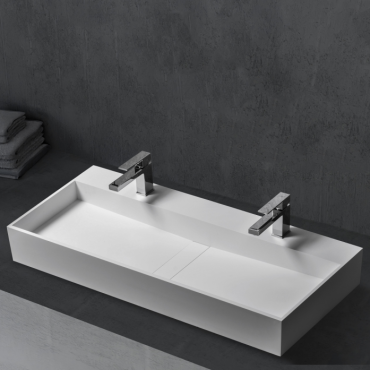 Раковина накладная двойная Abber Stein AS2642 белая матовая