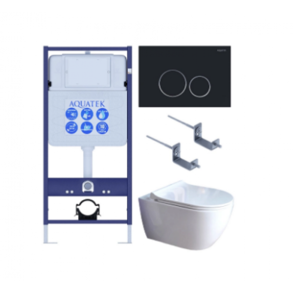 Комплект AQUATEK SET AQUATEK ПОЛАРИС-01-020 4в1 (рама Standard INS-0000012+унитаз Поларис AQ0700-01 с сиденьем+крепеж KKI-0000002+панель смыва KDI-0000020)