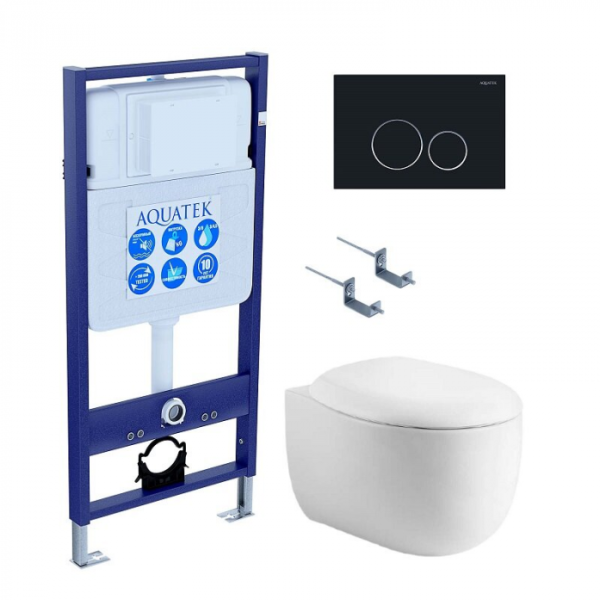 Комплект AQUATEK SET AQUATEK АЛЬТАИР cm-020 4в1 (рама Standard INS-0000012+крепеж KKI-0000002+кнопка KDI-0000020+унитаз Альтаир AQ1980-00 с сиденьем)