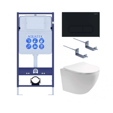 Комплект AQUATEK SET AQUATEK ЕВРОПА cm-017 4в1 (рама Standard INS-0000012+крепеж KKI-0000002+клавиша KDI-0000017+унитаз Европа AQ1900-00 с сиденьем)