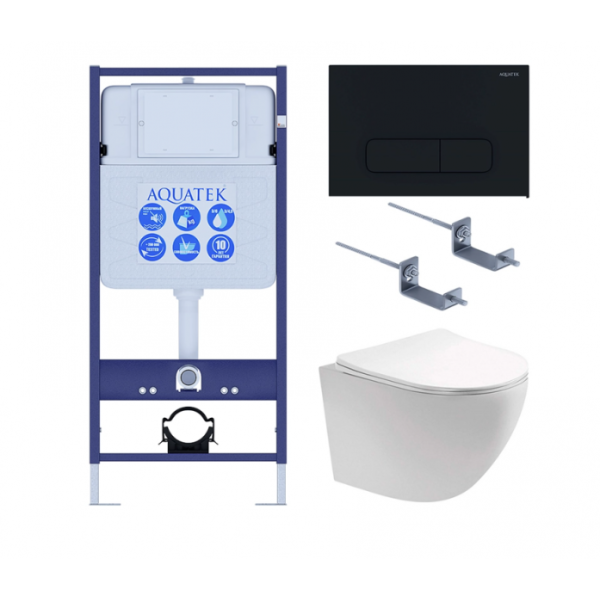 Комплект AQUATEK SET AQUATEK ЕВРОПА cm-017 4в1 (рама Standard INS-0000012+крепеж KKI-0000002+клавиша KDI-0000017+унитаз Европа AQ1900-00 с сиденьем)