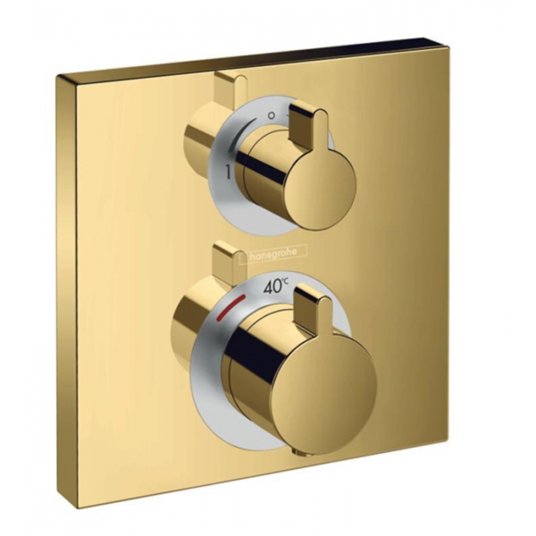 Термостатический смеситель для душа Hansgrohe Ecostat Square 15714990S (15714990+01800180) полированное золото