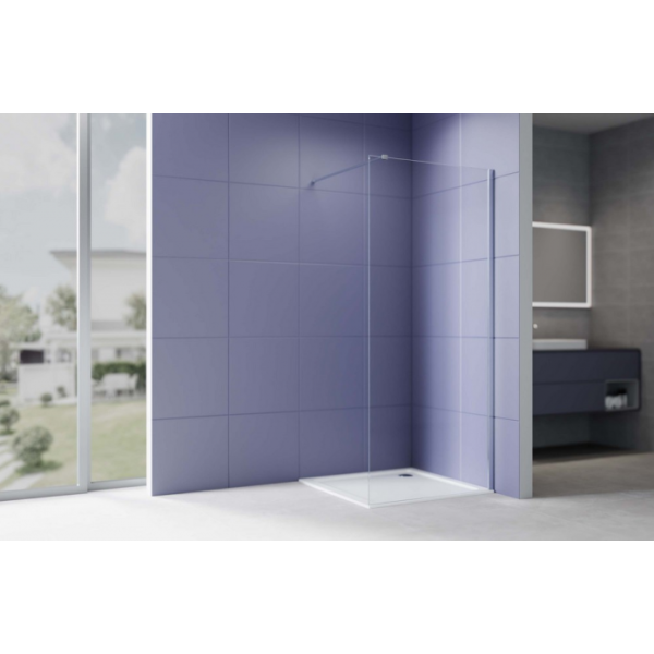 Душевая перегородка с держателем AQUATEK Walk In 900x2000 AQ.WI.090.1CH хром/стекло прозрачное