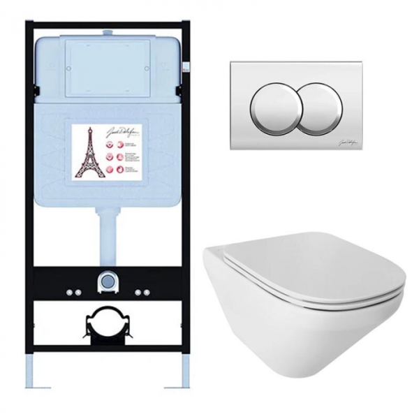 Унитаз c инсталляцией и клавишей смыва Jacob Delafon Modern Life E21775RU-CP (E36495-NF+E36496-CP+E77725+E77168)