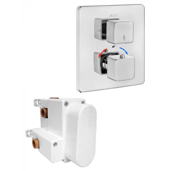 Термостат для ванны со скрытой частью E.C.A. 102167216EX-KDE+102166204EX хром