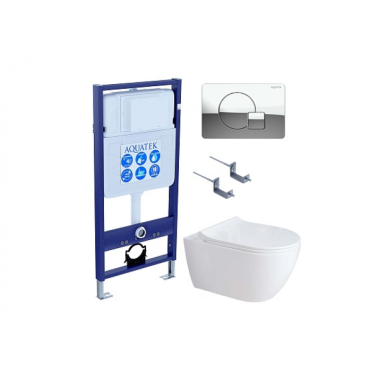 Комплект AQUATEK SET AQUATEK ПОЛАРИС-01-067 4в1 (рама Standard INS-0000012+унитаз Поларис AQ0700-01 с сиденьем+крепеж KKI-0000002+панель смыва KDI-0000067)