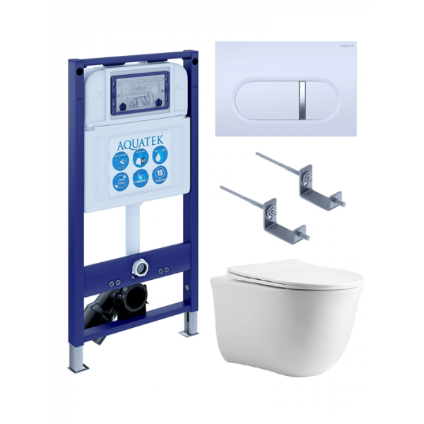 Комплект AQUATEK SET AQUATEK КЛАССИК cm-042 4в1 (рама INS-0000025+крепление KKI-0000002+клавиша KDI-0000042+унитаз AQ1112-00 с сиденьем)