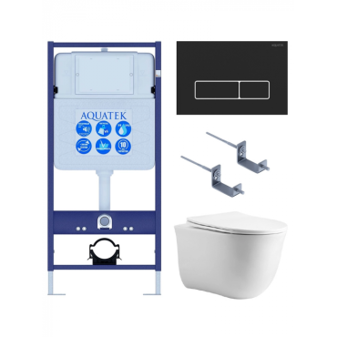 Комплект AQUATEK SET AQUATEK КЛАССИК cm-064 4в1 (рама Standard INS-0000012 с звукоизоляционной прокладкой+крепеж KKI-0000002+клавиша KDI-0000064+унитаз AQ1112-00 с сиденьем)