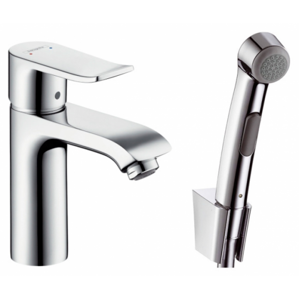 Смеситель для раковины с гигиеническим душем Hansgrohe Metris 31285000 хром