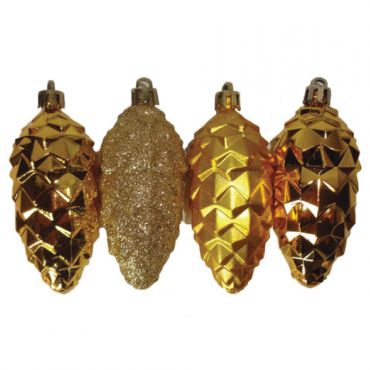 Украшения елочные Золотая сказка Шишки 4 шт золотистый 590898