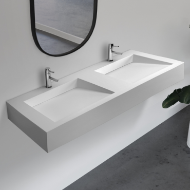 Раковина подвесная двойная Abber Stein AS2643-1.5 белая матовая