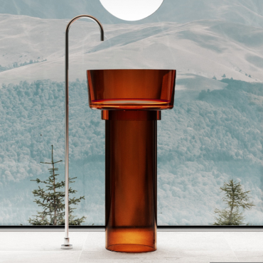 Раковина отдельностоящая прозрачная Abber Kristall AT2702Opal-H коричневая