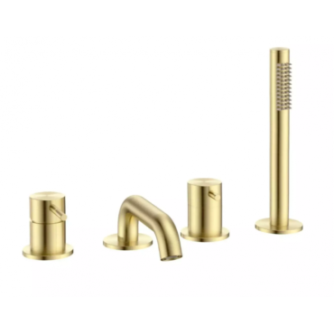 Смеситель на борт ванны AQUAME Siena AQM6219BG золото шлифованное