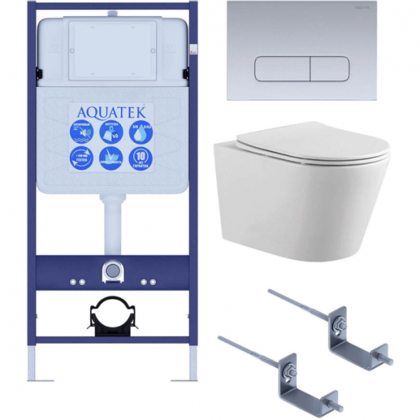 Комплект AQUATEK SET AQUATEK ВЕГА-1905-014 (рама Standard INS-0000012+клавиша KDI-0000014+крепеж KKI-0000002+унитаз Вега AQ1905-00 с сиденьем)