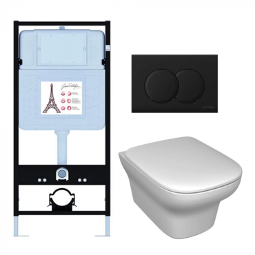 Подвесной унитаз c инсталляцией и клавишей смыва Jacob Delafon Vox E21747RU-BL (E36495-NF+E36496-BL+EDM102+E20142) Подвесной унитаз c инсталляцией и клавишей смыва Jacob Delafon Vox E21747RU-BL (E36495-NF+E36496-BL+EDM102+E20142)
