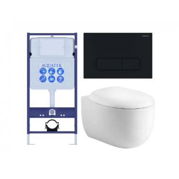 Комплект AQUATEK SET AQUATEK АЛЬТАИР cm-017 4в1 (рама Standard INS-0000012+крепеж KKI-0000002+кнопка KDI-0000017+унитаз Альтаир AQ1980-00 с сиденьем)