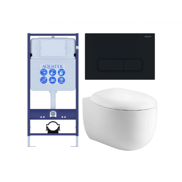 Комплект AQUATEK SET AQUATEK АЛЬТАИР cm-017 4в1 (рама Standard INS-0000012+крепеж KKI-0000002+кнопка KDI-0000017+унитаз Альтаир AQ1980-00 с сиденьем)