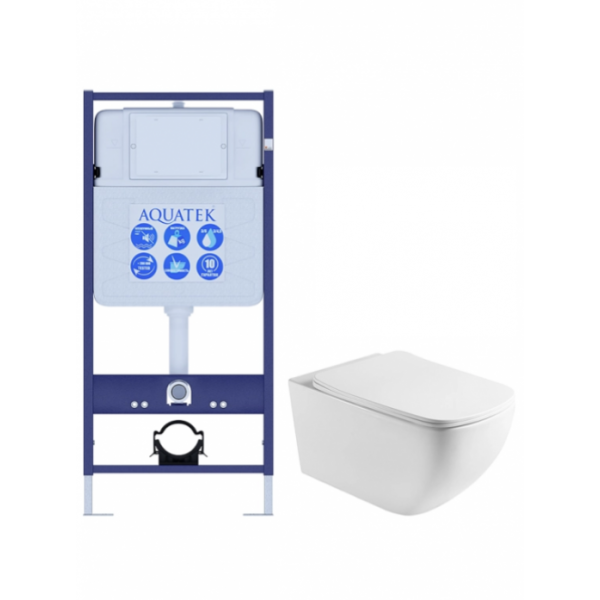 Комплект AQUATEK SET AQUATEK МЕДЕЯ T 2в1 (рама Standard INS-0000012 (без клавиши и крепежа)+унитаз Медея AQ1537T-00 с сиденьем)