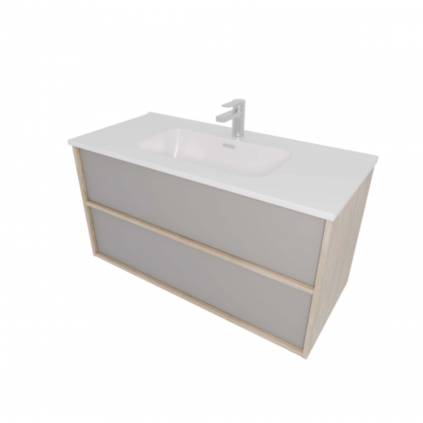 Тумба с раковиной AQUATEK Либра 100 AQ66100-DO-LG серый туман/дуб давос