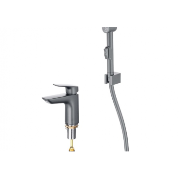 Смеситель для раковины с гигиеническим душем AQUATEK Вега AQ1012BGM оружейная сталь