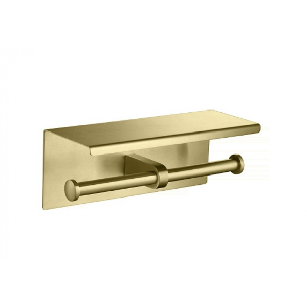 Бумагодержатель двойной с полкой AQUATEK Оберон AQ4909BG золото шлифованное