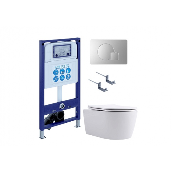 Комплект AQUATEK SET AQUATEK ЕВРОПА New-068 4в1 (рама INS-0000025+крепление KKI-0000002+кнопка KDI-0000068+унитаз AQ1106L-00 с сиденьем)