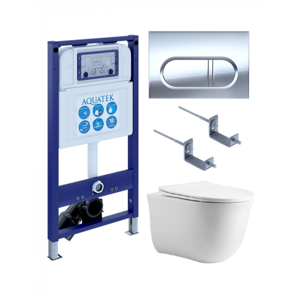 Комплект AQUATEK SET AQUATEK КЛАССИК cm-043 4в1 (рама INS-0000025+крепление KKI-0000002+клавиша KDI-0000043+унитаз AQ1112-00 с сиденьем)