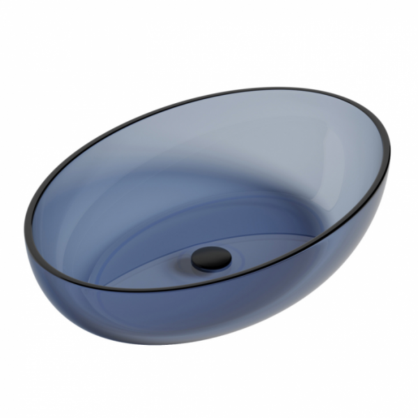 Раковина накладная прозрачная Abber Kristall AT2801Saphir синяя