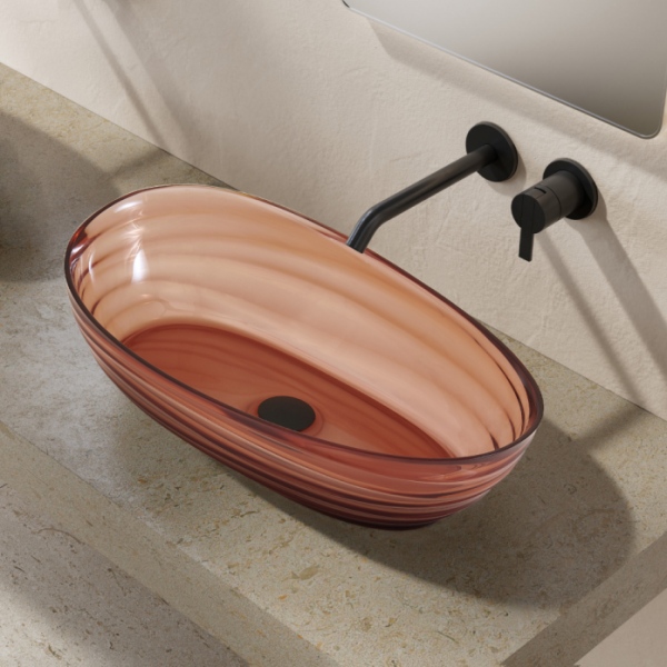 Раковина накладная прозрачная Abber Kristall AT2813Opal коричневая