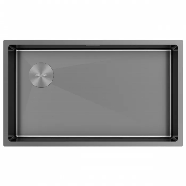 Кухонная мойка Paulmark Мойка нерж. сталь NEXT-SKEW 74-L UNI, PM887444-L-GM, вороненая сталь,740х440мм, Paulmark