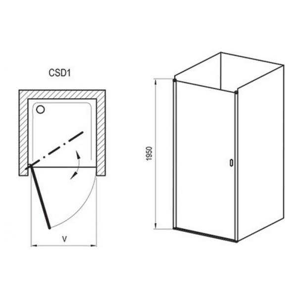 Душевая дверь Ravak Chrome CSD1-90 сатин+транспарент 0QV70U00Z1