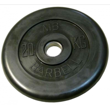 Диск обрезиненный MB Barbell Диск обрезиненный d 26 мм чёрный 20,0 кг Диск обрезиненный MB Barbell Диск обрезиненный d 26 мм чёрный 20,0 кг