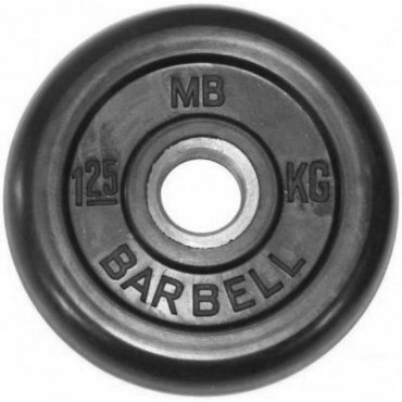 Диск обрезиненный MB Barbell d 51 мм чёрный 1,25 кг MB-PltB51-1,25 Диск обрезиненный MB Barbell d 51 мм чёрный 1,25 кг MB-PltB51-1,25