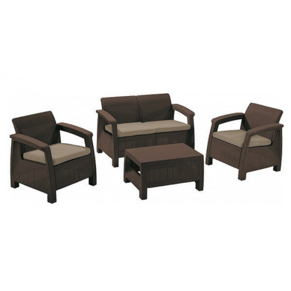 Набор садовой мебели Keter Corfu II Set коричневый 17197361