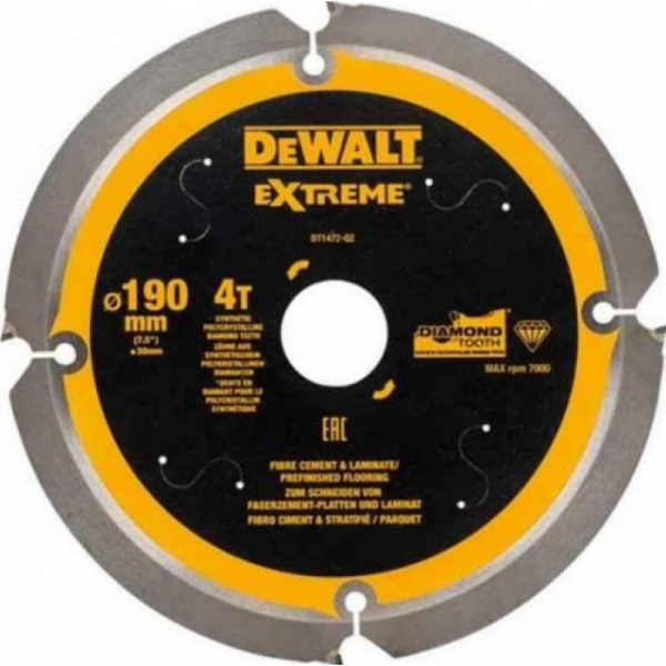 Пильный диск по фиброцементу DeWalt 190х4тх30 мм Extreme DT1472-QZ