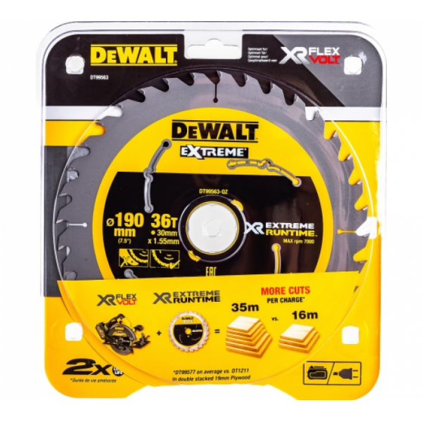 Диск пильный DeWalt FlexVolt 190/30 36 ATB +25° DT99563-QZ