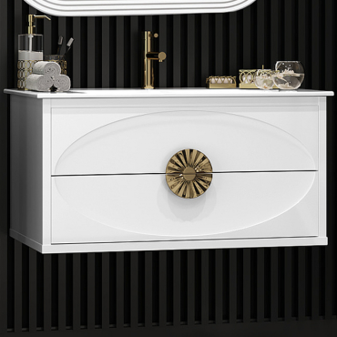 Тумба Opadiris Ибица 90 белый/золото (под раковину CeraStyle Ibiza 91) 00-00007080