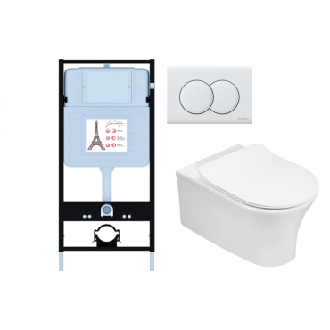 Подвесной унитаз c инсталляцией и клавишей смыва Jacob Delafon Aleo E21731RU-00 (E36496-00+EDY102-00+E36496-CP)