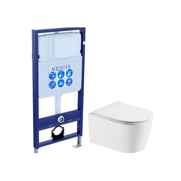 Комплект AQUATEK SET AQUATEK ОБЕРОН T PNS009 (рама INSP-0000001 с клавишей PNS-0000009 и крепежом KKI-0000016+унитаз Оберон AQ1365T-00 с сиденьем)