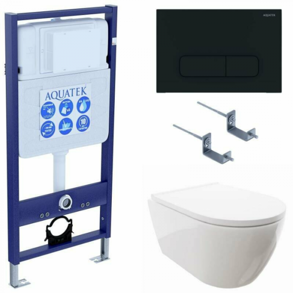 Комплект AQUATEK SET AQUATEK ПОЛАРИС-017 4в1 (рама Standard INS-0000012+унитаз Поларис AQ0700-00 с сиденьем+крепеж KKI-0000002+панель KDI-0000017)