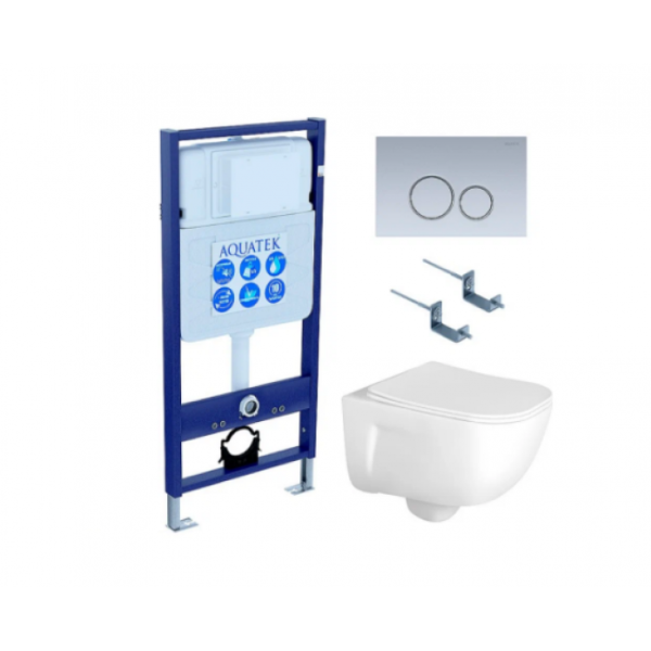 Комплект AQUATEK SET AQUATEK ДИВА-019 4в1 (рама Standard INS-0000012+крепеж KKI-0000002+клавиша KDI-0000019+унитаз Дива AQ2012-00 с сиденьем)