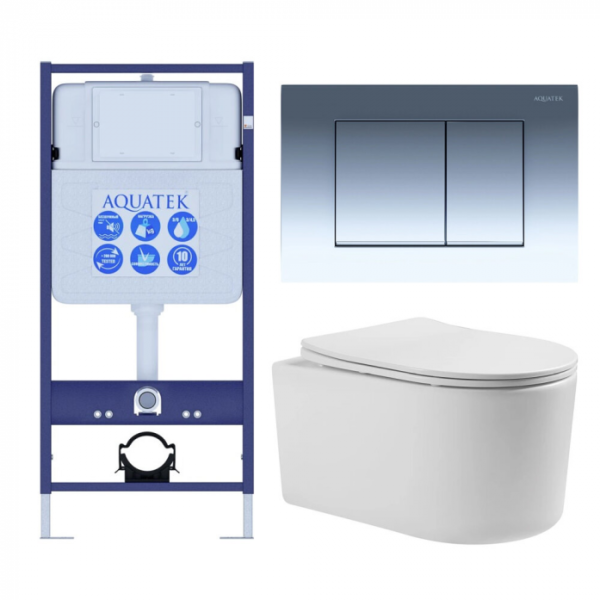 Комплект AQUATEK SET AQUATEK МИЯ-010 4в1 (рама Standard INS-0000012+крепеж KKI-0000002+клавиша KDI-0000010+унитаз Мия AQ2004-00 с сиденьем)
