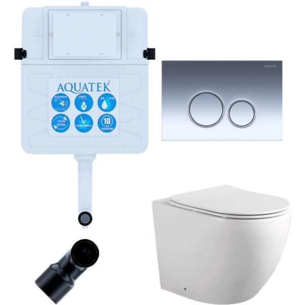 Комплект AQUATEK SET BW AQUATEK ЕВРОПА-018 3в1 (смывной бачок INS-0000019+кнопка смыва KDI-0000018+унитаз ЕВРОПА AQ1902-00 с сиденьем)