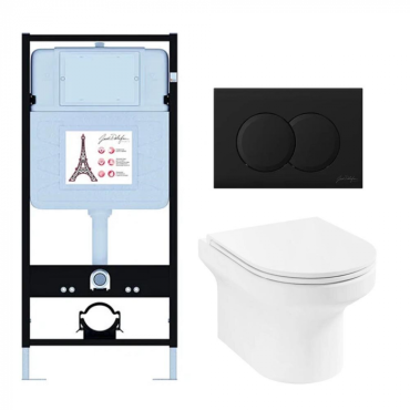 Подвесной унитаз c инсталляцией и клавишей смыва Jacob Delafon Elite E21743RU-BL (E36495-NF+E36496-BL+EDX114RU)